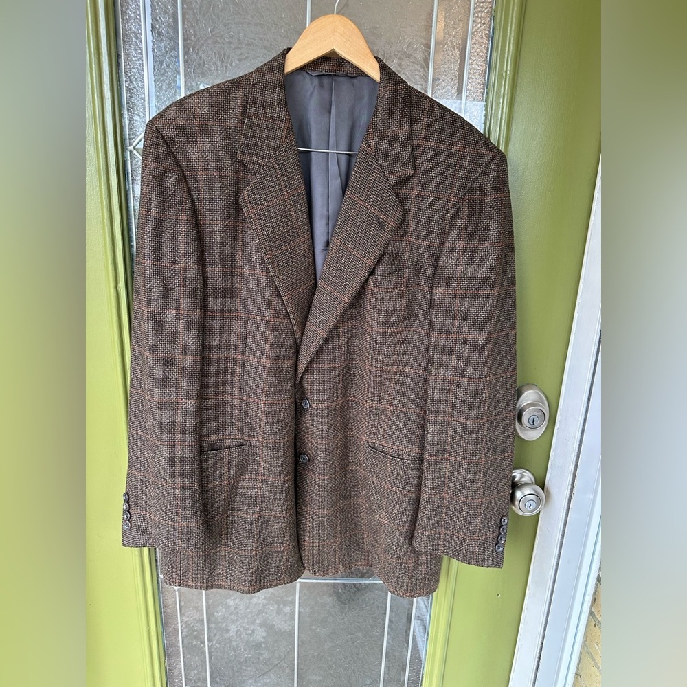 Vtg Union Made 44 Regular Wool Cashmere Men’s Tweed Pattern Blazer Business Work